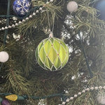 Pair Green & Blue Caged Decorative Ball Ornaments Christmas Holiday Decor