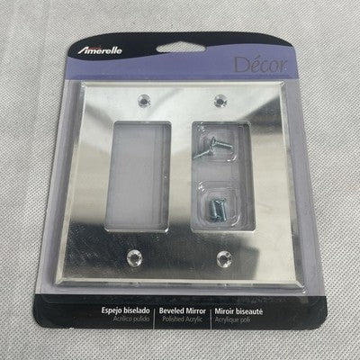 Amerelle Beveled Mirror Polished Acrylic Double Rocker Wall Plate NIP