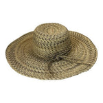 David & Young Wide Brim Floppy Sun Hat Paper Straw Mixed Tweed Natural Gray VG