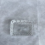 Vintage Pressed Glass Rectangular Trinket Dish Starburst Sawtooth Rim EXC