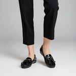 Stuart Weitzman Rascal Black Patent Croc Embossed Tassel Loafers Driving Shoes