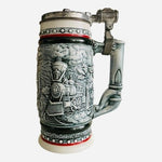 Vintage AVON Beer Mug Locomotive Train Beer Stein with Silver Lid Tankard Mug