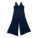 Clara SunWoo Women's Navy Blue V-Neck Wide Crop Leg Jumpsuit L Stretch