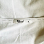 Allchic Scoop Neck Bodysuit Women's Size S Long Sleeve White Cotton Jumpsuit