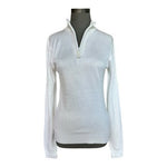 Womens White Long Sleeve Acrylic Knit Quarter Zip Front Sweater Size S NWOT