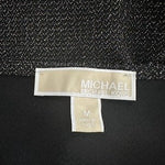 MICHAEL KORS Womens Blouse M Black Metallic Silver Lurex Long Sleeve Top EXC