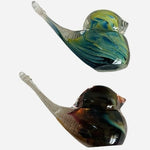 Art Glass Bird Figurines Set of 2 Multicolor Hand Blown Paperweight EXC