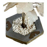 Vintage Mother of Pearl Capiz Shell Flower Bonsai Tree Bronze Planter 12”
