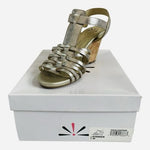 Isaac Mizrahi Live Simmer Gold Metallic Leather Fisherman Cork Wedge Sandal 7M