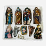 World Bazaar Crown 11pc Porcelain Nativity Set Wood Base Wise Men Mary Jesus