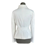 Sandro Paris White Belted Ruffle Trim Single Breasted Blazer Jacket Women M VG