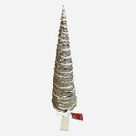24" World Market Lighted Snowy Rattan Christmas Cone Tree Decorative Holiday NWT