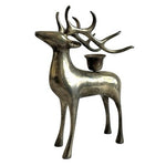 Pottery Barn Vintage Brass Deer Reindeer Buck Candle Holder 8" Christmas Taper