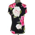 Ted Baker London Black Floral Print Top Short Sleeve Roses Womens 3