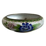Antique Chinese Cloisonné Enamel Bowl Bird & Blossom White Decorative Bronze Art