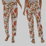 Chico’s Floral Utility Cargo Ankle Pants Tie Belt Size 2 L/12 Tencel Boho Pants