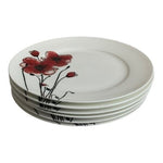 CIRCA Poppy Silhouette Salad Plates Set of 6 Red Floral 8” White Porcelain Plate