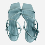 Katy Perry Women Baby Blue Patent Strappy Block Heel Sandals Size 9 VG
