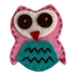 Felt Owl Applique Patch Pink Teal Sew On Craft 1 Pc New Handmade