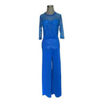 Royal Blue Lace Jumpsuit Wide Leg Formal Evening Party Romper Size M