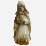 Set of 2 Porcelain Nativity Figurines Saint Joseph & Virgin Mary White Gold