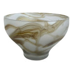 Vintage Spring Satin Swirl Glass Bowl 9.5" Tan Green Poland Large Serving Dish