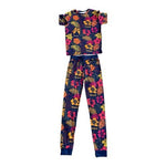 Funeea Kids Tropical Floral 2pc  Set Short Sleeve Top Jogger Pants Navy L NWOT