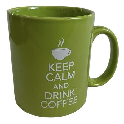 Keep Calm and Drink Coffee Green Ceramic Coffee Mug Novelty 4.5 in VG