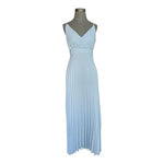 Kenedik Slate Blue Pleated Spaghetti Strap Waist Tie Women's Midi Dress Size M