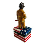 Vintage 9/11 Fireman Porcelain Trinket Box Statue of Liberty American Flag NIB