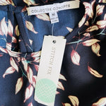 Collective Concepts Katelynn Dress Stitch Fix Navy Leaf Print Sleeveless S M NWT