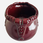 Vintage Large Deep Red Glazed Ceramic Oval Planter Bowl Embossed Fleur de Lis 14