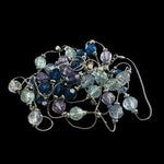 Vintage Silver Tone Multilayered Blue & Violet Crystal Stations Necklace 70"