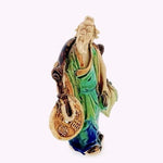 Antique Shekwan Chinese Mudman Figurine Ceramic Statue Carrying Water 6.5 Signed