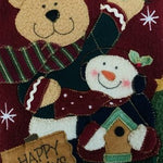 Merry Brite Embroidered Christmas Stocking with Snowman & Reindeer Design