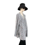 Jones New York Signature Boucle Tweed Open Front Cardigan Duster Sweater Coat M