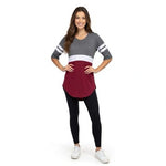 BSP Women's Colorblock Raglan Baseball Tee L Half Sleeve Varsity Stripe EXC