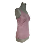 Women's Mauve Satin Camisole Tank Top Scalloped Hem Sleeveless Slip Size L VG