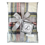 Chef L Home Kitchen Red Ivory Blue Plaid Throw Blanket 60"x50" Tassels NIB