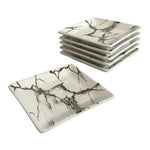 Grace's Teaware Marble Print Square Appetizer Plates Gold Grey Set of 6 EXC