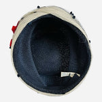 Vintage 50s 60s Dark Blue Straw Whimsy Pillbox Hat Polka Dot Net Veil Red Bow VG