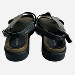 Italico Black Leather Open Toe Platform Sandals Size 38 7.5 Made Italy