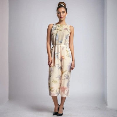 Scarlett Vintage Pastel Floral Sleeveless Maxi Dress Blue Purple Green Size 9-10
