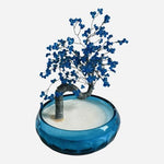 Handmade Blue Glass Bead Wire Bonsai Tree Sculpture Art Figurine VG