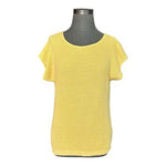 Vintage Pierre Cardin Yellow Cotton Knit Short Sleeve Sweater Top Sz M USA VG