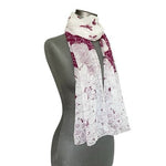 Elegant White Wine Floral 100% Silk Scarf Large Long Sheer Wrap Shawl China New