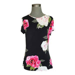 Ted Baker London Black Floral Print Top Short Sleeve Roses Womens 3