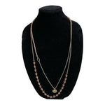 Unique Pink Beaded Layered Necklace 1972 Hong Kong Coin Pendant