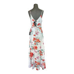 Lulus White Red Pink Floral Two Piece Set Crop Top Maxi Wrap Skirt Size L NWT
