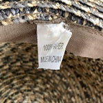 David & Young Wide Brim Floppy Sun Hat Paper Straw Mixed Tweed Natural Gray VG